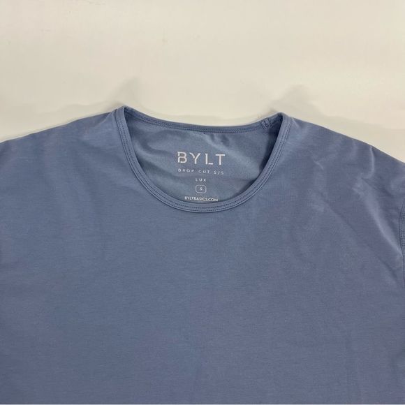 Bylt Shirt Mens Small Blue Drop Cut Lux Bssics Short Sleeve Athletic Performance - Picture 2 of 7